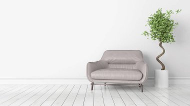 Modern parlak iç. 3D render