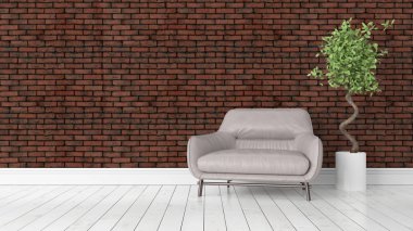 Modern parlak iç. 3D render