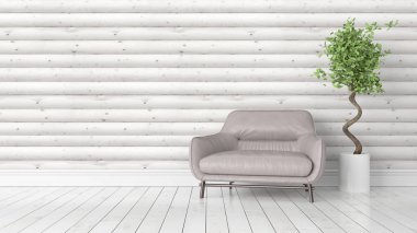 Modern parlak iç. 3D render