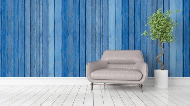 Modern parlak iç. 3D render