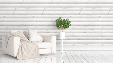 Modern parlak iç. 3D render