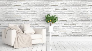 Modern parlak iç. 3D render