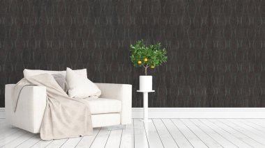 Modern parlak iç. 3D render