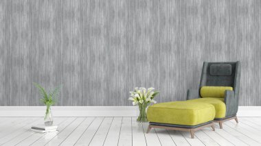 Modern parlak iç. 3D render