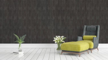 Modern parlak iç. 3D render