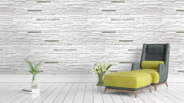 Modern parlak iç. 3D render