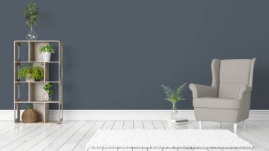 Modern parlak iç. 3D render