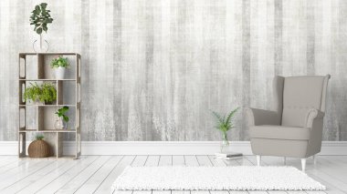 Modern parlak iç. 3D render