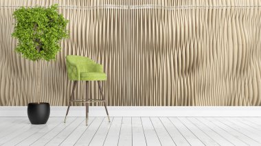 Modern parlak iç. 3D render