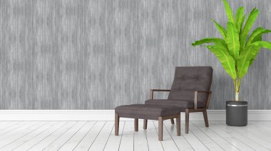 Modern parlak iç. 3D render