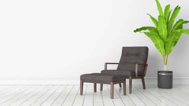 Modern parlak iç. 3D render