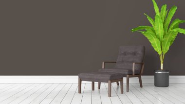 Modern parlak iç. 3D render