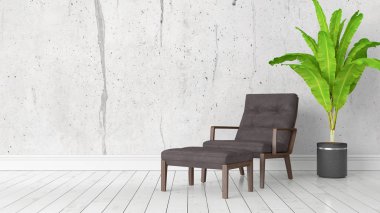 Modern parlak iç. 3D render