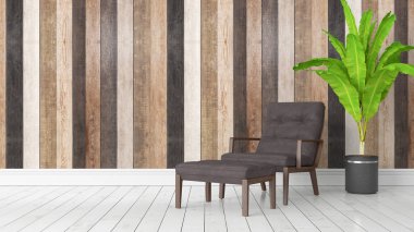 Modern parlak iç. 3D render