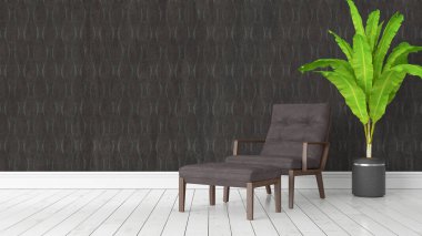 Modern parlak iç. 3D render