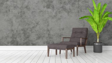 Modern parlak iç. 3D render