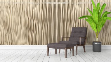 Modern parlak iç. 3D render