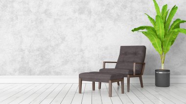 Modern parlak iç. 3D render