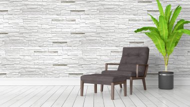 Modern parlak iç. 3D render