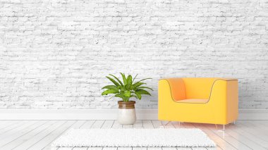 Modern parlak iç. 3D render