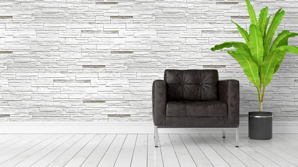 Modern parlak iç. 3D render