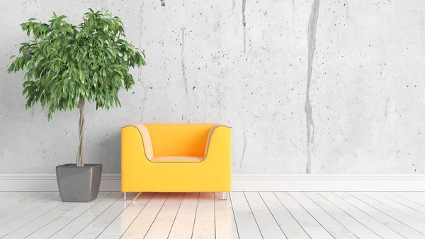 Modern parlak iç. 3D render