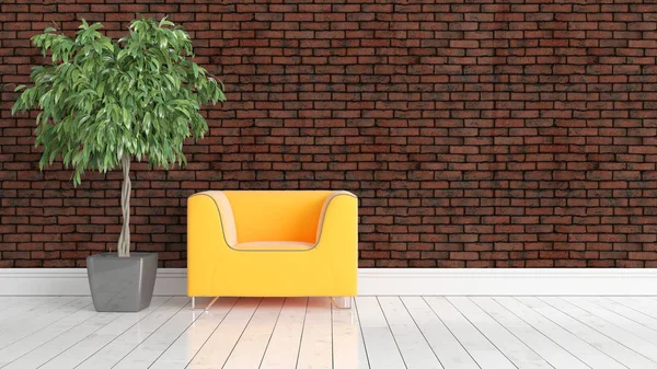 Modern parlak iç. 3D render