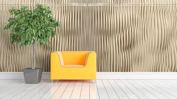 Modern parlak iç. 3D render