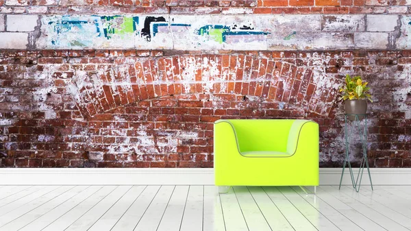 Modern parlak iç. 3D render