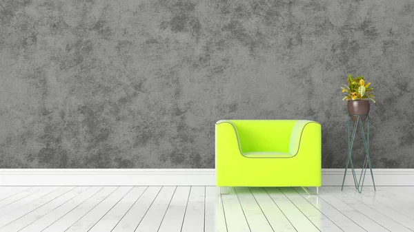 Modern parlak iç. 3D render