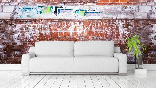 Modern parlak iç. 3D render