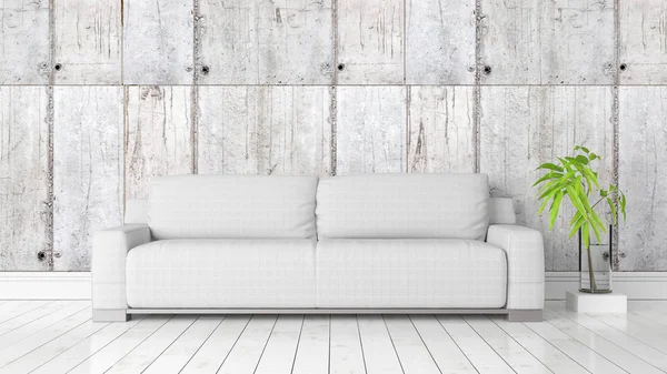 Modern parlak iç. 3D render