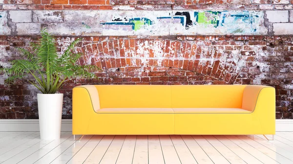 Modern parlak iç. 3D render