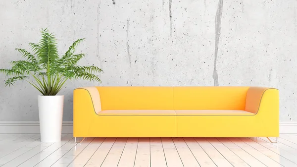 Modern parlak iç. 3D render