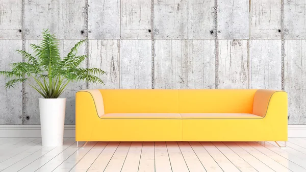 Modern parlak iç. 3D render