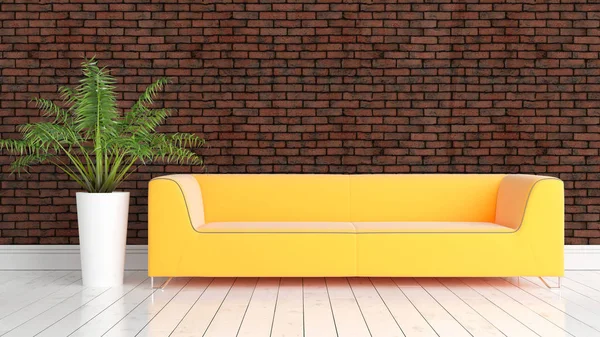 Modern parlak iç. 3D render