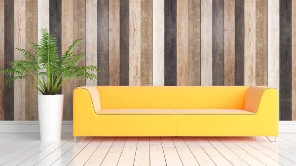 Modern parlak iç. 3D render