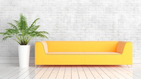 Modern parlak iç. 3D render