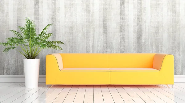 Modern parlak iç. 3D render