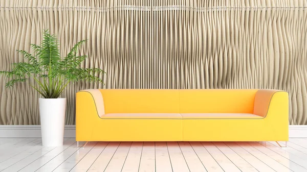 Modern parlak iç. 3D render