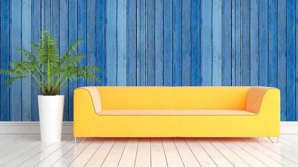 Modern parlak iç. 3D render