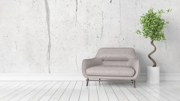 Modern parlak iç. 3D render