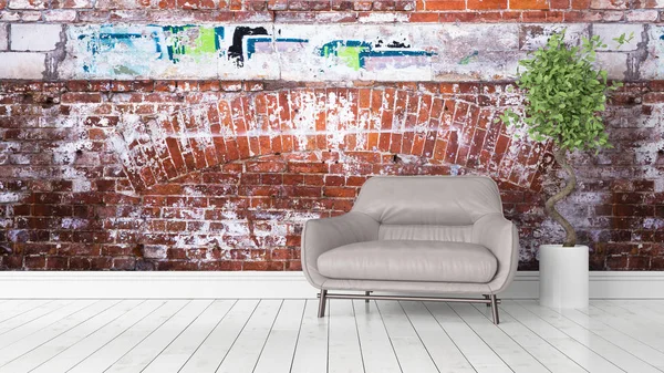 Modern parlak iç. 3D render