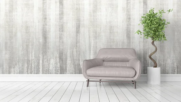 Modern parlak iç. 3D render