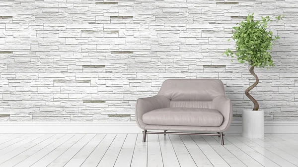 Modern parlak iç. 3D render