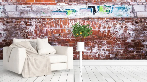 Modern parlak iç. 3D render