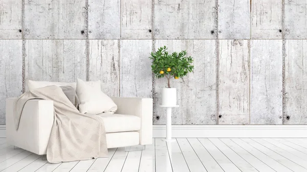 Modern parlak iç. 3D render