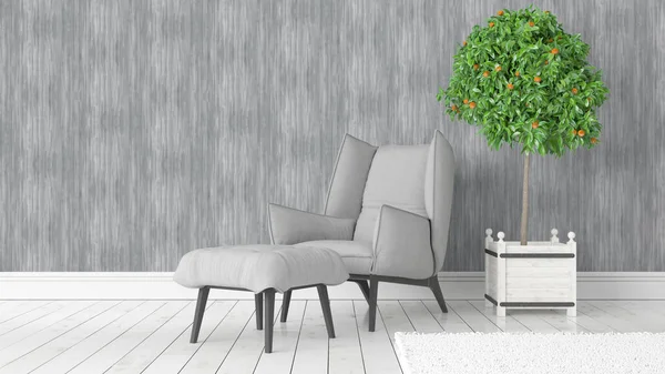 Modern parlak iç. 3D render