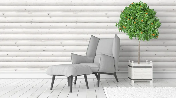 Modern parlak iç. 3D render