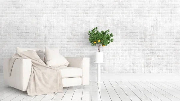 Modern parlak iç. 3D render